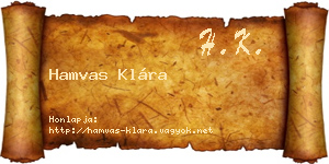 Hamvas Klára névjegykártya